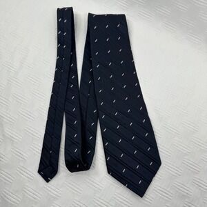 Men's Navy Blue Patterned Silk Tie Classic Formal Necktie / Sku 0227